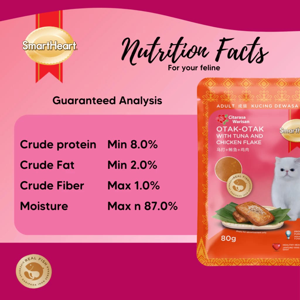 SmartHeart Adult Cat Pouch Otak Otak with Tuna & Chicken Flake 80g