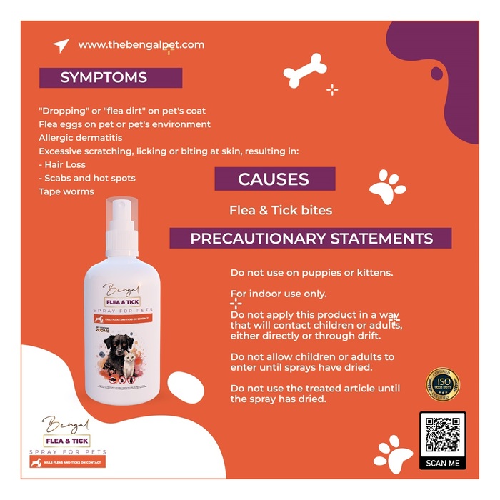 Bengal Flea & Tick Spray Long Lasting Protection for Your Pet 200ml