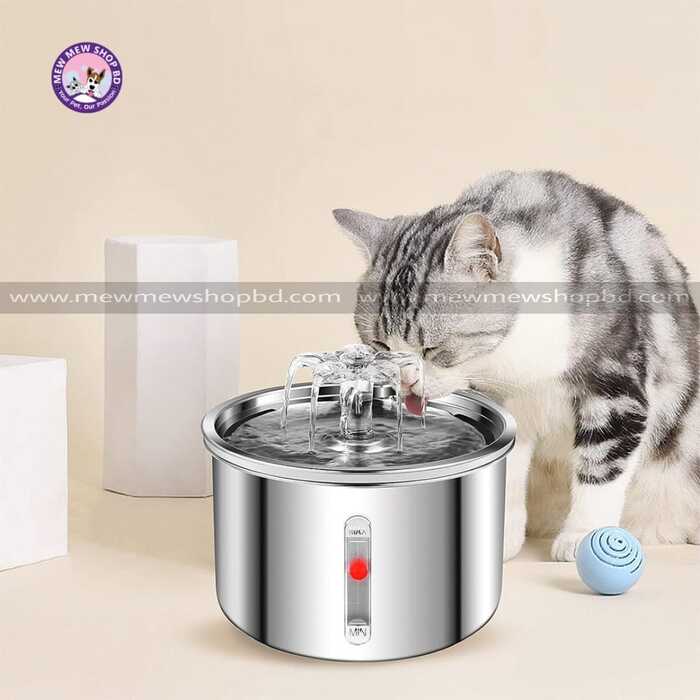 2L Automatic Pet Water Fountain 304 Stainless Steel Cat Dog Water Fountain Ultra-Quiet Pump Cat Dog Bowl Fountain for Cats Dogs (Model B)