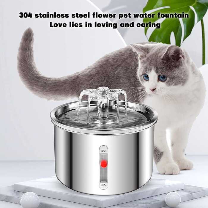 2L Automatic Pet Water Fountain 304 Stainless Steel Cat Dog Water Fountain Ultra-Quiet Pump Cat Dog Bowl Fountain for Cats Dogs (Model B)