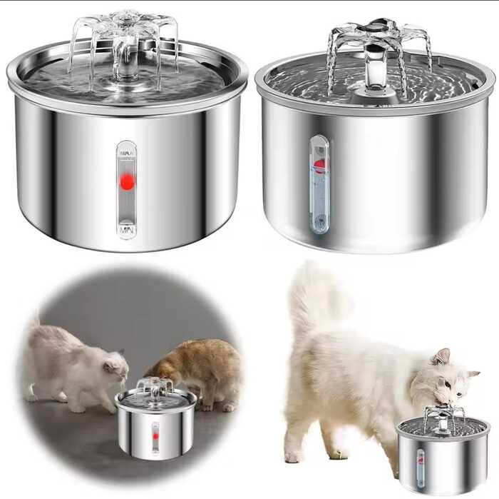 2L Automatic Pet Water Fountain 304 Stainless Steel Cat Dog Water Fountain Ultra-Quiet Pump Cat Dog Bowl Fountain for Cats Dogs (Model B)