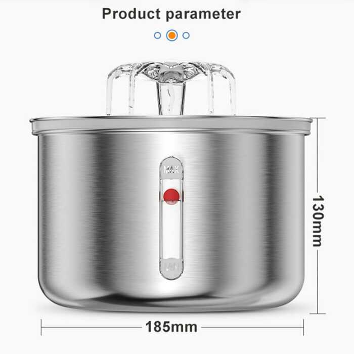 2L Automatic Pet Water Fountain 304 Stainless Steel Cat Dog Water Fountain Ultra-Quiet Pump Cat Dog Bowl Fountain for Cats Dogs (Model B)