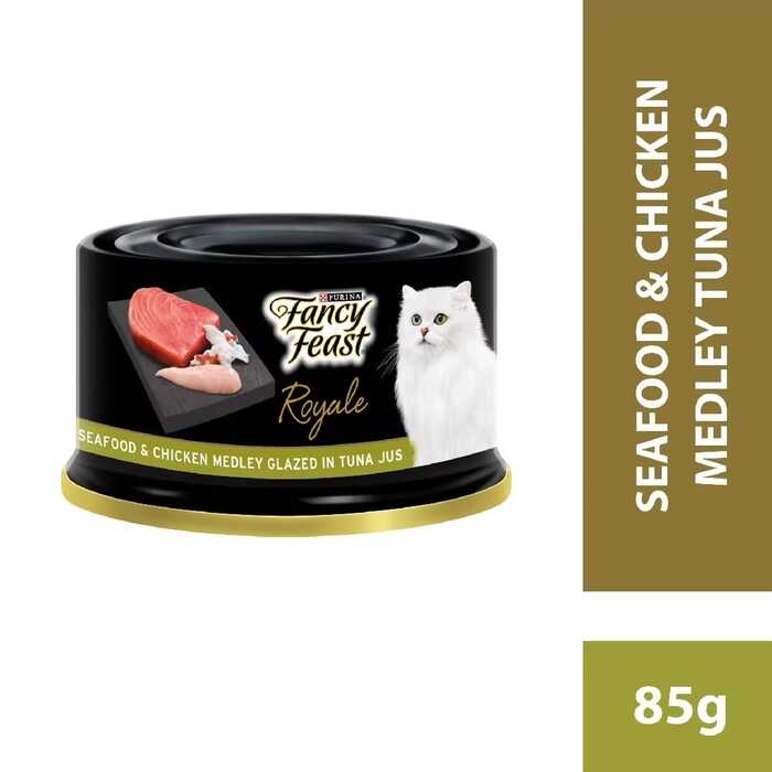FANCY FEAST Adult Royale Seafood & Chicken Medley Glazed in Tuna Jus Wet Cat Food 85g