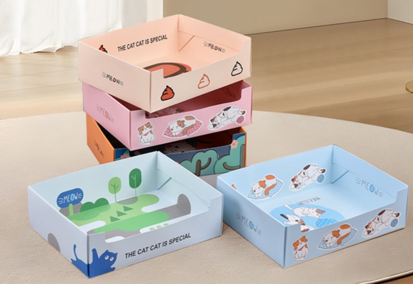 Disposable & Portable Folding Cat Litter Box for Pet Cat Indoor & Outdoor Use - MultiColour